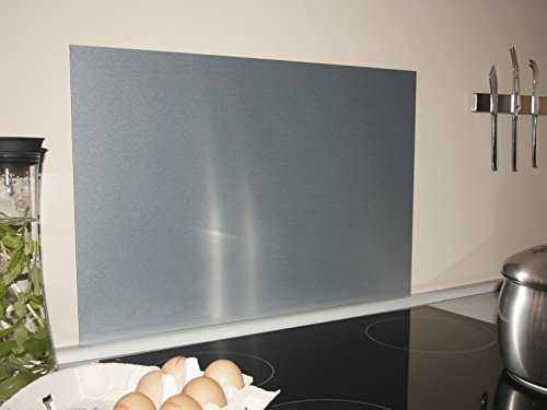 PAULUS Spritzschutz Aluminium gebürstet 60x40 cm für Küche, Herd, Küchenrückwand, Fliesenspiegel - stabile Stärke 3 mm, Farbe silber