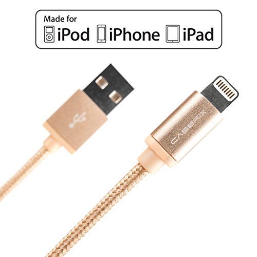 USB Kabel mit Lightning Stecker (Apple zertifiziert) Lade- und Datenkabel für iPhone 5 5C 6S 7 Plus SE iPad mini 3 4 Pro Air 2 - 1,8 m von CABBRIX (gold)