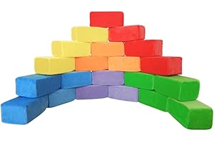 WONDER SPACE Peluche Mousse Blocs - Construire et Empiler Jouets de pépinière pour Les Tout-Petits Garçons Filles, Doux et Lisse, Apprentissage Précoce Motricité Cerveau Développement (Cuboïde, Arc-en-Ciel)