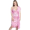 AV2 Women Satin Short Nighty with Lace & Robe 1306