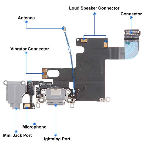 MMOBIEL Conector Dock para iPhone 6 Negro Space Grey de Repuesto Puerto USB Cable Flex Micr fono Audiojack Conexi n de Antena y bot n de Inicio Instalado Incl 2 x Destornilladores MMOBIEL Conector Dock para iPhone 6 Negro Space Grey de Repuesto Puerto USB Cable Flex Micr fono Audiojack Conexi n de Antena y bot n de Inicio Instalado Incl 2 x Destornilladores