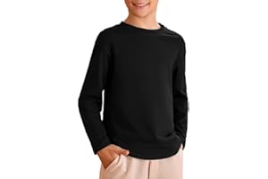 Haloumoning Camiseta para niño de manga larga, cuello redondo, monocolor, básica, de manga larga, tiempo libre, deporte, camisetas