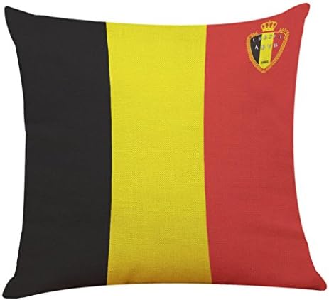 Bestoppen 45 * 45 Pillow Case,Soft Linen Cotton Square Throw Cushion Covers For Living Room Home Decorations Bed Decor Cute Chair Covers 2018 FIFA World Cup Soccer PillowCases (Belgium)