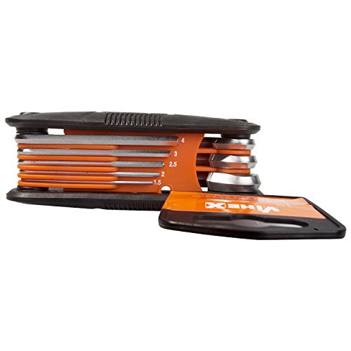 Viwanda ViHEX 8 tlg. einklappare Sechskantsschlüssel, Winkelschlüssel (metrisch), Chrom-Vanadium-Stahl, Größe 1,5 – 2 – 2,5 bis 3 – 4 bis 5 – 6 – 8 mm - 2