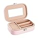 Produktbild Babimax Schmuckkasten Schmuckkästchen Reise Schmuckkofferr abschließbar mit Spiegel für Damen MädchenRinge, Kette, Ohrringe, Lipsticke Creme Blau&Pink
