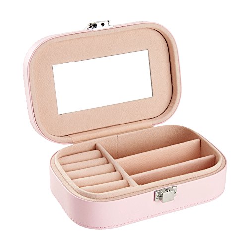 Preisvergleich Produktbild Babimax Schmuckkasten Schmuckkästchen Reise Schmuckkofferr abschließbar mit Spiegel für Damen MädchenRinge, Kette, Ohrringe, Lipsticke Creme Blau&Pink