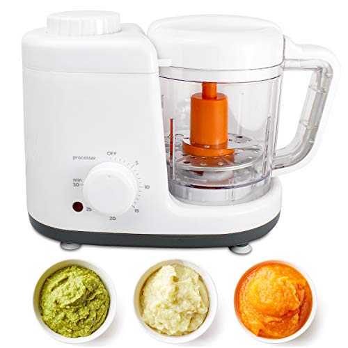 Sotech - 2 en 1 Mixeur Cuiseur, Cuiseur Bébé,Robot bebe Cuiseur Mixeur, Cuiseur à Vapeur pour Bébé,Robots Mixeur Multifonctiontous,Exempts de BPA, Blanc/Gris