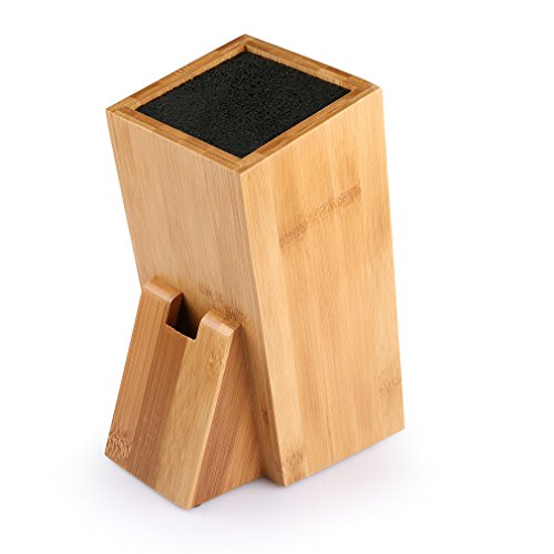 SHINY HOME® Universal Messerblock Messerhalter Borsteneinsatz herausnehmbar Messeraufbewahrung ohne Messer Bambus mit Borsteinsatz schwarz