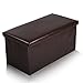 New Large Ottoman Foldaway Storage Blanket Toy Box Bench Faux Leather Chocolate 76x38cms