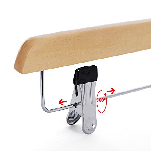 Songmics 8 x Holz Kleiderbügel Hosenspanner Hosenbügel für Hosen/Röcke rutschfest aus Schima-Holz 35,5 cm CRW008-8 - 6