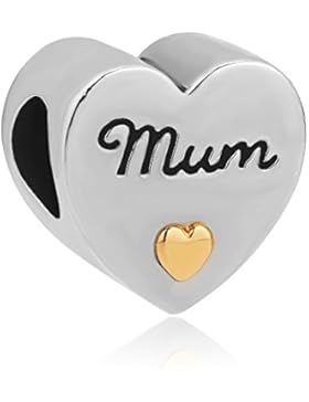 Uniqueen Bettelarmband-Perle mit vergoldetem Herz, passend für Pandora Chamilia Charm-Armband – günstige „Ich...