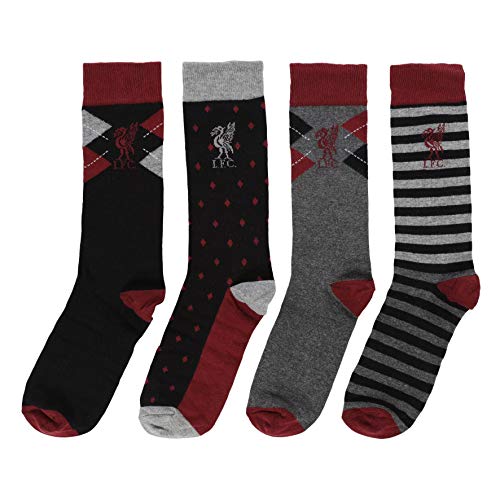 Liverpool FC Set 4 Pack Chaussettes Homme en Boîte LFC Officiel