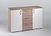Produktbild CAVADORE Design Sideboard SWING 01 / Moderne Kommode in Sonoma Eiche hellbraun / Türfronten Weiß / Highboard mit 2 Türen und 3 Schubladen / Griffe Kunststoff Silber / 124 x 78 x 42cm (B x H xT)