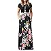 Produktbild TIFIY Sommerkleid Damen,Elegante Casual Ärmel Oansatz Druck Maxi Blumen Langes Kleid Boho Strand Partykleider Hemdkleider A_ j,XXXL