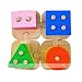 ACOOLTOY Wooden Geometric Stacker Shape Sorter Column Puzzle Building Block Set Early Learning for Kids (shape sorter toy)