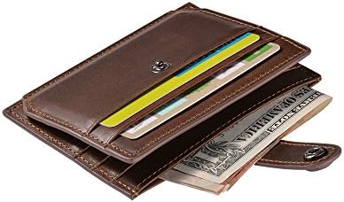 Arioj Ultra Slim Genuine Leather RFID Blocking Wallet, Men Women Universal Purse Card Case Holder with Zip Coin Pocket (Brown)