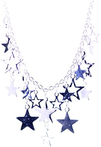 Lizzyoftheflowers - Silver tone dangling star chandelier necklace