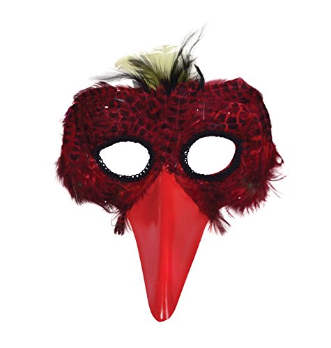 Feather Eyemask with Beak 1 of Assorted Colours for Fancy dress Accessory
