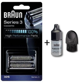 Braun Series 3 cassette, Series 3 wet&dry, CruZer6 Clean shave, silver with 6cm cleaning brush and oil 7ml (32S)