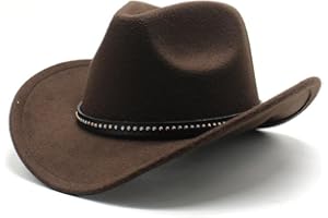 Aegistus Western Cowboy Hat, Wide Edge Chinlon Western Felt Outdoor Hat, Suitable for Men and Women, Classic Cowboy Hat, Party Hat Photo Prop, Coffee