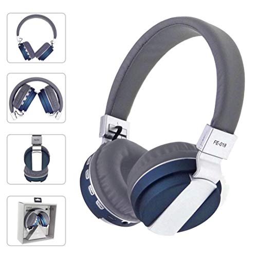 Preisvergleich Produktbild samLIKE Kabellos + Verdrahtet Kopfhörer, Noise Reduction 4D Stereo Tragbarer und Faltbarer Headphone Bloothooth Headset für iPhone,Android Smartphones PC und MP3 Players usw ( Blau)