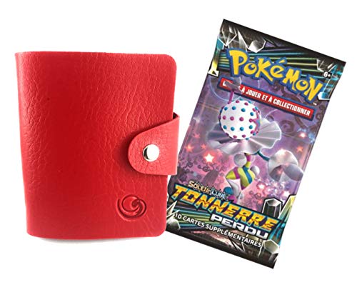 Lagiwa® Porte-Cartes de Poche Souple 30 Pochettes pour Cartes Pokemon avec 1 Booster Pokemon Offert (Rouge)