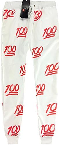 Tailloday Unisex Hipster 100 Score Emoji 3D Sweatpants Joggers Sportswear Pants Black (Small, Red)