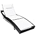 Produktbild Festnight Poly-Rattan Sonnenliege Relaxliege Gartenliege Liege mit weißer Textilene 213 x 70 x (40-91,5) cm für Schwimmbad Garten oder Terrasse