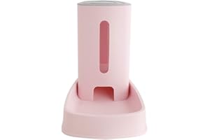 Vommpe Distributeur Croquettes pour Chien/Chat Automatique Amovible Pet Feeder Potable Fontaine Chats/Chiens en Plastique Gamelle (Rose)
