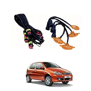 PRIKNIK LED Grille Lights Amber Yellow Grill Led with Fuse Adapter Wiring Harness Kit (4PCS, Amber Shell with Amber Light) Compatible with Indica Ev2