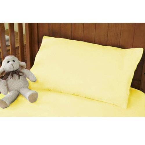 Childrens Pure 100% Cotton Cot / Cotbed Pastel Yellow Pillowcase and Hollowfibre Pillow Set