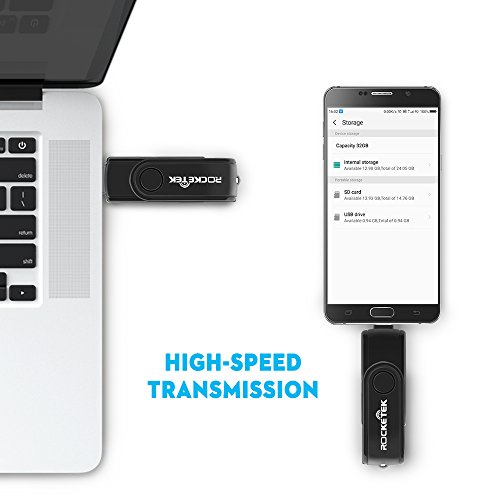 OTG Kartenleser Adapter, Rocketek USB 3.0 Speicherkartenleser mit 2 Steckplätzen SD / TF Kartenleser – Stützleser 2 verschiedene Speicherkarten gleichzeitig - 6