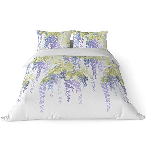 Lilac Purple Floral Blooms Duvet Cover, Shanklin Modern Wisteria