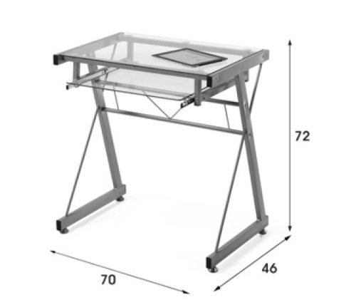 Mesa de ordenador mesa pc diseño moderno , metal y cristal