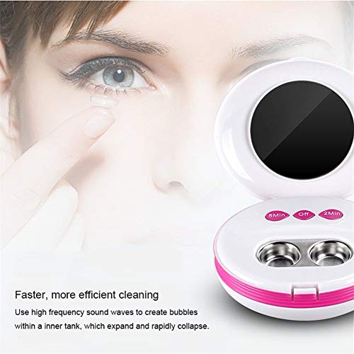 XKRSBS Ultrasonic Cleaner Mini Contact Lens Macchina di Pulizia ad ultrasuoni Macchina di Pulizia ad ultrasuoni Automatica con Caricatore USB 2 modalità di Lavaggio,White