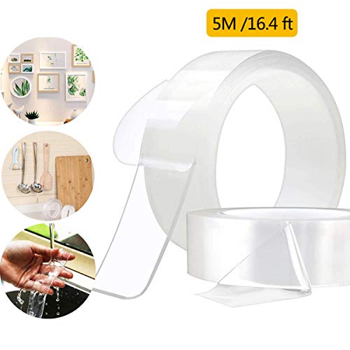Cinta Adhesiva de Doble Cara de Multifuncional Tape, Transparente Cinta de Gel Extraíble Lavable Sin Rastros, Reutilizable Tiras Adhesivas Delgada Para Fijar Moquetas Paredes Cocina Fotos (30MM × 5M)
