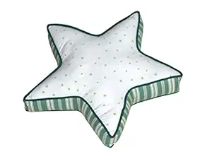 Oscar Home Kids Star Shape Cotton Soft Plush Toy Pillow with Poly-fiber Filling (White, Green, 13x13 Inches)