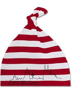 Städte & Länder Baby - Köln Skyline - gestreifte Baby Mütze mit Knoten / Bommel für Jungen und Mädchen