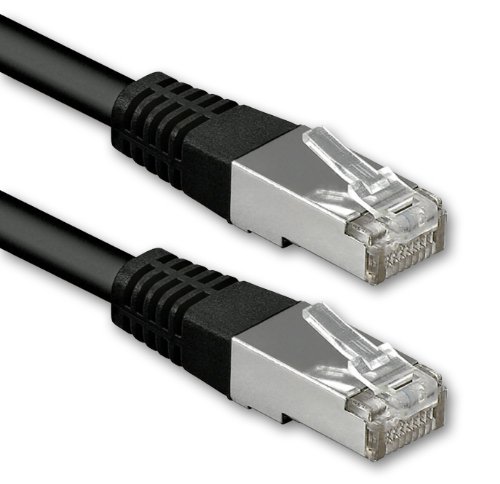 1aTTack.de® 1m - Negro - 1 Pieza - CAT6 Cat 6 Ethernet LAN Cable de Red 1000 Mbit/s CAT6 Doble blindado PIMF 250MHz Libre de halógenos Compatible con CAT5e CAT6a CAT7 CAT8