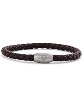 Akitsune Silva Lederarmband mit Magnetischen Verschluss - Armschmuck für Damen und Herren aus Edelstahl - Schlichtes...
