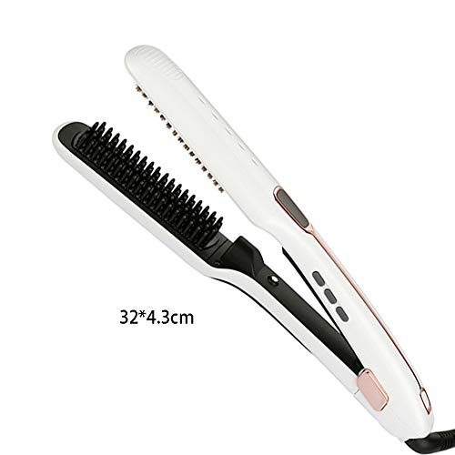 Ionic Hair Straightener Brush Ceramic Heating Adjustable Temperatures Infrared Spray Portable Frizz-Free Hair Care Silky Straight Heated Comb White