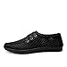 Produktbild HILOTU Herren Perforierte Atmungsaktive Sportschuhe Simple Style Mesh-Gewebe Outdoor-Wandern Driving Schuhe Anti-Rutsch-Round Toe Schuhe (Color : Schwarz, Größe : 44 EU)