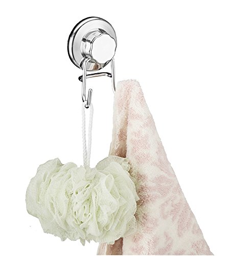 SANNO Dusche-Halter-Haken mit Saugen-Pokal Schwere Aufgabe 304 Badezimmer Des rostfreien Stahls und Küchenlagerungsorganisator-Aufhänger für Bad-Robe, Loofah, Handtuch, Mantel, Toilettenzusätze (2pcs) - 3
