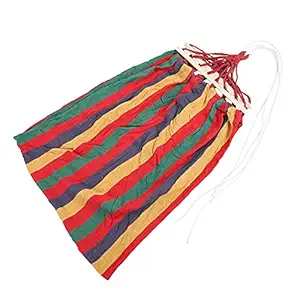 Canvas Hammock with Carrying Bag, Compact Lightweight Camping Hammock Durability and Strength Hand?Woven Convenient with A Storage Bag for Outdoor Activities(Color bar red)