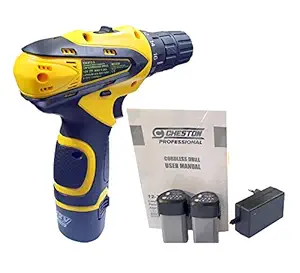 Cheston 10 mm Dual Speed Keyless Chuck 12V Cordless Drill/Screwdriver with 2 Batteries, LED Torch Variable Speed and Torque Setting (19+1)