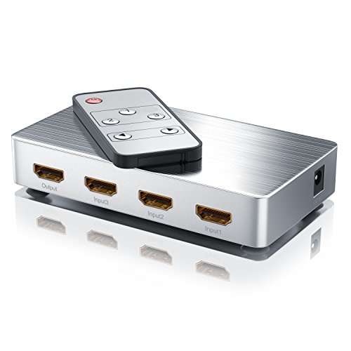 Primewire – UHD 4k 3-Port HDMI Switch | HDMI Umschalter | Ultra HD / Full HD | CEC | 3D ready | HDCP | Dolby TrueHD | 3840×2160 UHD 4k (2160p) bei 30Hz | silber (Aluminium-Gehäuse) - 2