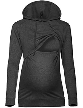 Happy Mama. Damen Kapuzenpullover Stillzeit Top Zweilagiges Sweatshirt. 272p
