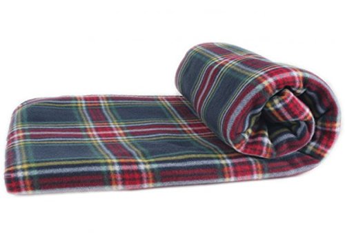 Betz Maxi Luxus Fleecedecke Kuscheldecke Karo Farbe Blau Größe 150x200 cm Qualität 220 g/m²