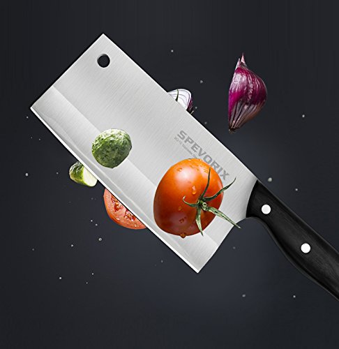 SPEVORIX Rostfrei Edelstahl Chinesisches Kochmesser Chefmesser für Haus & Restaurant Küche mit Profigehäuse - 3