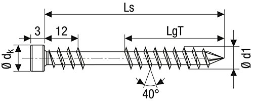 SPAX Terrassenschraube aus Edelstahl rostfrei A2, 5,0 x 60 mm, 100 Stück, T-STAR plus, Zylinderkopf, Fxiergewinde, CUT-Spitze, 0537000500603 - 3
